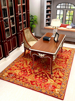 Tapis rectangulaire en laine tissé à la main, style européen et américain, motif plantes et fleurs, tapis durable