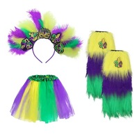 Ensemble de costumes à paillettes pour le Mardi Gras, vert, violet, or, tenue de performance pour fête de carnaval et danse