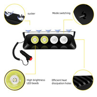 Feux stroboscopiques LED rouges et bleus pour voiture et camion, 12V DC, 4SMD, avec ventouse, pour tableau de bord, intérieur, pare-brise, feux d'avertissement LED S4