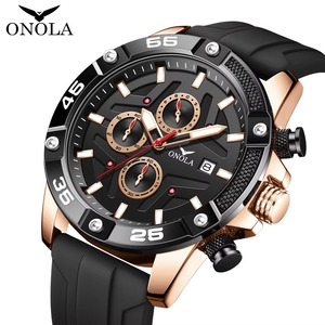 Montre Homme Nouvelle Tendance ONOLA en Gros, Chronomètre, Aiguilles des secondes, Étanche, Bracelet en Silicone, Montre à Quartz pour Homme - Product Image 4