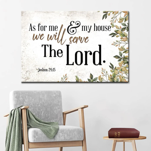 "Yo y <span class=keywords><strong>mi</strong></span> casa" - Josué 24:15 - Impresiones en <span class=keywords><strong>lienzo</strong></span> personalizadas para arte mural cristiano del hogar - Product Image 1