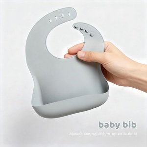 Bavoir bébé en silicone imperméable avec tour de cou réglable, tablier repas pour tout-petits et enfants, design 072, logo personnalisé, vente en gros - Product Image 1
