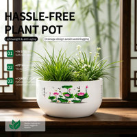 Jardinières d'intérieur en résine PP de style chinois classique 2026 avec trou de drainage et capacité de 3,86 L, pots à fleurs en plastique