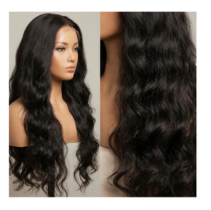 วิกผมแท้แบบ HD Lace Front สีดำธรรมชาติ ผมยาวเป็นลอน  พร้อมถักเปียสำเร็จ  ฟอกปมผม  ขายดี ปี 2026 - Product Image 1