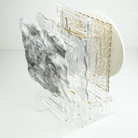 Table basse pliante carrée en acrylique, transparente avec motifs, vente en gros d'usine, Design moderne, offre spéciale