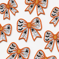Patch en feutre brodé thermocollant, motif Noël et Halloween, avec dentelle et nœud, écologique