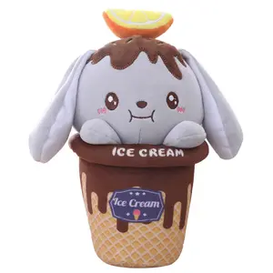 New Arrival Custom Ice Cream Rabbit Dolls Cute Bunny Pillow Soft Stuffed Animals Plush Rabbit