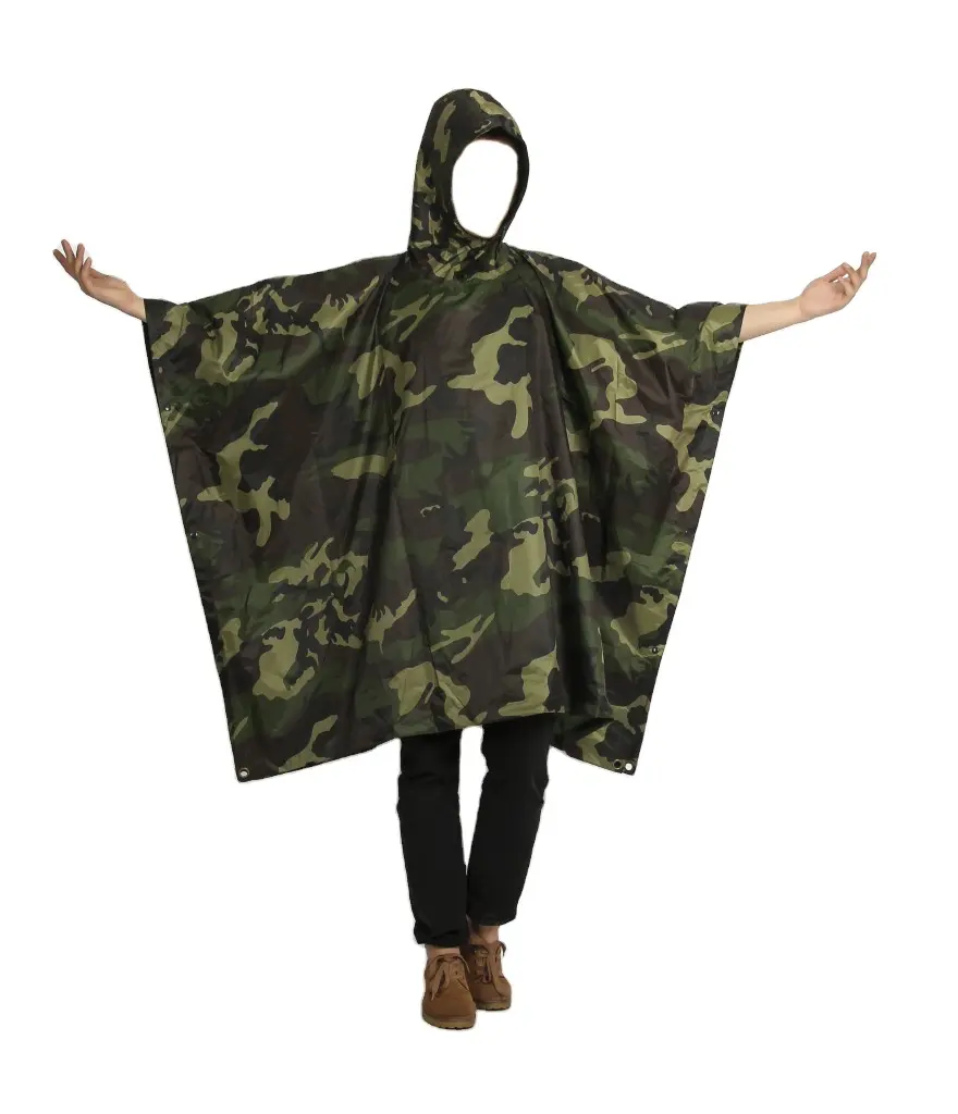 High quality PVC rain poncho for army,camouflage PVC raincoat poncho for soldier