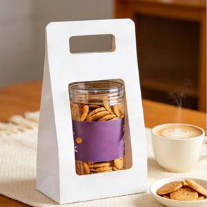 Customizable <b>White</b> Kraft <b>Paper</b> <b>Bags</b> with Die-cut Handles for Filling Cookies, Candies, and Scented Products - Product Image 5