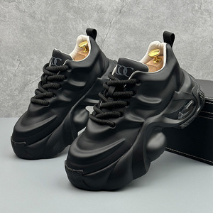 Baskets blanches à plateforme épaisse pour hommes, avec coussin d'air, empeigne respirante, semelle antidérapante et résistante à l'usure, confortables à lacets - Product Image 5