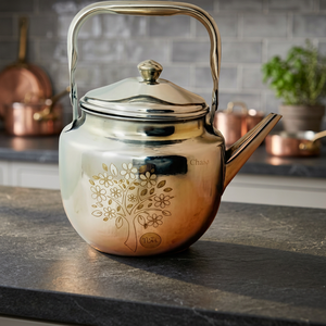 Tea Kettle With <b>Lid</b> Metal Handle Floral Design Water <b>Pot</b> For Kitchen Use - Product Image 6