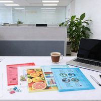 Pochette transparente A4 en plastique PP personnalisée Foska avec bouton-pression pour documents scolaires et dossiers