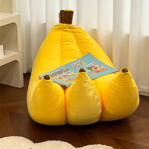 Sillón de Descanso para Dormitorio, Amarillo, <span class=keywords><strong>Respaldo</strong></span> Cómodo, Sofá Individual Pequeño, Forma de Plátano, Puff - Product Image 4