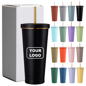 แก้วน้ำเก็บความร้อนแบบพกพา ขวดน้ำสแตนเลสสั่งทำพร้อมหลอดดูด ความจุ 750 มล. พร้อมโลโก้ โปรโมชั่น IDEA GIFT - Product Image 1