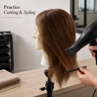 Tête d'entraînement en cheveux naturels pour hommes, pour la pratique de la coiffure et du maquillage