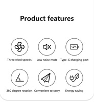 Nouveau ventilateur de bureau à double tête avec commande mécanique, grande circulation d'air, recharge USB pour utilisation en extérieur et en voiture, en plastique