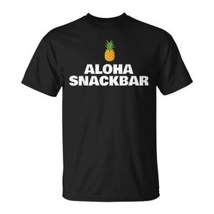 T-shirt Aloha Snackbar in cotone nero unisex per adulti taglia M L XL XXL - Product Image 1