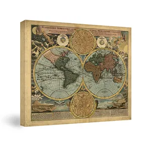 RELIABLI-Cuadros de arte Retro de un mapa del mundo, pinturas en lienzo para sala de estar, impresiones, decoración de pared del hogar, carteles sin marco