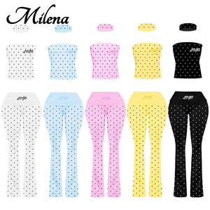 Set Estivo Casual Due Pezzi Y2K: Top a Tubo e Pantaloni Svasati con Stampa Digitale, Vestibilità Slim, con Fascia per Capelli - Product Image 4