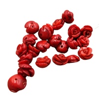 Perles de pierres précieuses en vrac pour grossistes, perles de corail rouge bambou marin semi-percées en forme de fleur pour la fabrication de boucles d'oreilles et de bijoux en corail