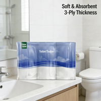 Rouleaux de papier toilette personnalisés en gros avec logo, 4 plis, écologiques, solubles dans l'eau, super doux, blancs, pour la maison