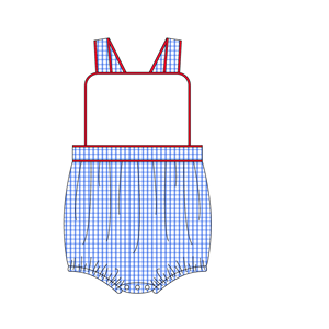 <span class=keywords><strong>Robe</strong></span> <span class=keywords><strong>d</strong></span>'<span class=keywords><strong>été</strong></span> personnalisée pour petites filles, motif écossais bleu avec bordure rouge, en coton tissé, tenue de soleil assortie pour sœurs - Product Image 5