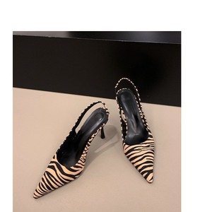 รองเท้าส้นสูงแบบสวมเปิดส้น ปลายแหลม ลายม้าลาย หนังกลับเทียม แฟชั่นอินเทรนด์ ฤดูใบไม้ผลิ ฤดูร้อน - Product Image 5