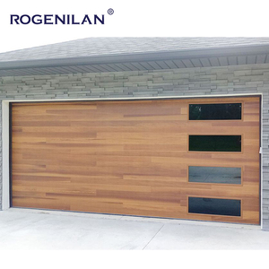 Portes <span class=keywords><strong>de</strong></span> <span class=keywords><strong>garage</strong></span> résidentielles électriques sectionnelles en aluminium mousse à grain <span class=keywords><strong>de</strong></span> bois, design moderne et écoénergétique - Product Image 2