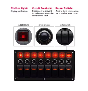 Panneau de commutation à bascule 8 voies ON-OFF avec disjoncteur et LED rouges pour bateau/voiture - Product Image 6