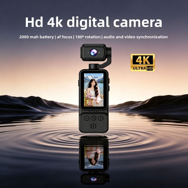 4K WiFi Action Camera 270 Degree Rotation Night Vision Face Tracking Waterproof Handheld Pocket Sports Camera Cycling OEM