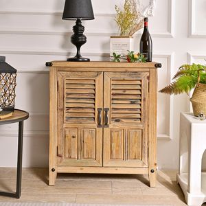 Aparador de Madera Maciza INNOVA, Estilo Rústico de Granja, Puerta de Persiana, para Cocina, Comedor, Sala de Estar, Entrada de Hotel, Almacenamiento - Product Image 1