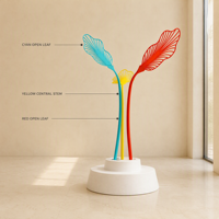 Sculpture en acier ajourée moderne, fabriquée sur mesure, aux couleurs vives, en forme de feuille, pour l'aménagement extérieur, les zones de loisirs et les grands espaces publics