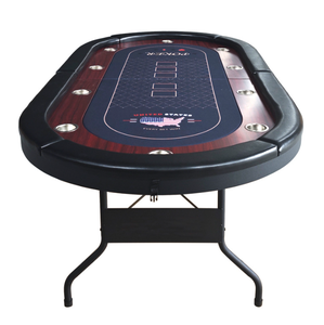 Table de <span class=keywords><strong>poker</strong></span> Texas Hold'em pliable moderne de luxe avec pieds en métal pliables, portable, pour 8 joueurs, divertissement de <span class=keywords><strong>casino</strong></span> (bois et mélamine) - Product Image 2