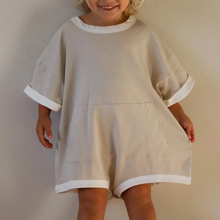 니트 남여 공용 맞춤형 캐주얼 오버사이즈 핏 하프 슬리브 일반 아기 티셔츠 ROMPERS