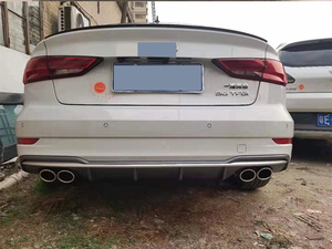 เหมาะสำหรับรถยนต์ <span class=keywords><strong>Audi</strong></span> A3 Sedan และ Hatchback ปี 2014-2019 ชุดแต่งอัพเกรด <span class=keywords><strong>S3</strong></span> ปลายท่อไอเสียแบบสี่ช่อง  ลิ้นกันชนหลัง - Product Image 2