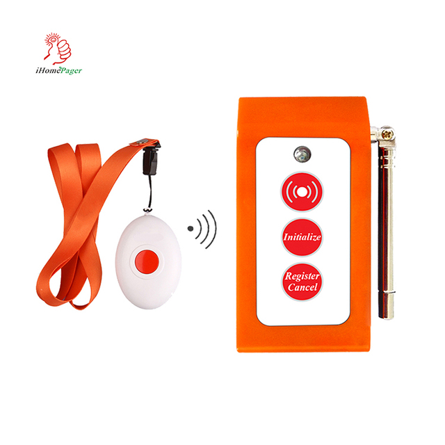 Cheap Orange Wireless Pager System Long Accept Distance Emergency Alarm Call Button with General Watering Waterproof for Elderly