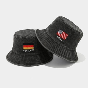 Nuevos Sombreros de Pescador Lavables, Plegables, a Rayas, 100% Algodón, para Hombre y Mujer, con Bordado de Banderas y Protección Solar - Product Image 1