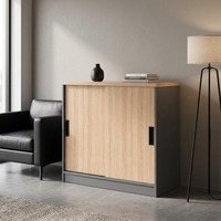 Meuble de rangement latéral en bois à portes coulissantes pour bureau à domicile et atelier – Design moderne, extensible et convertible pour le classement