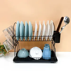 Trocknen von Besteck Besteck mit großer Kapazität Double Tiers Dish Storage Kitchen Drain Dish Rack