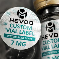 Étiquettes pour flacons de recherche 7 ml, personnalisées en feuille d'argent avec adhésif durable pour l'image de marque des petits flacons et les commandes d'exportation