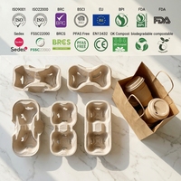 Support en pulpe de papier pour 2/4 gobelets, sans PFAS, compostable, robuste, pour café et boissons chaudes, vente en gros