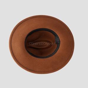 Cinta personalizada al por mayor mujeres OEM Vintage corona superior sombrero Fedora de lana para las señoras adultas logotipo personalizado pesca - Product Image 4