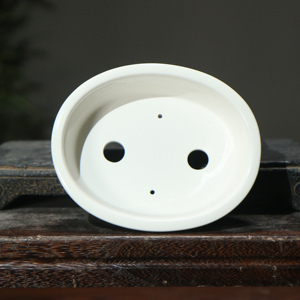 Maceta Ovalada de Cerámica para Bonsái, Pintada a Mano en Azul y Blanco, Estilo Chino, Maceta Pequeña para Escritorio - Product Image 2