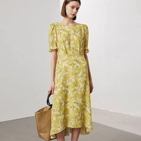 Robe en soie 100% pour femmes, robe en soie jaune, robe en soie moins chère