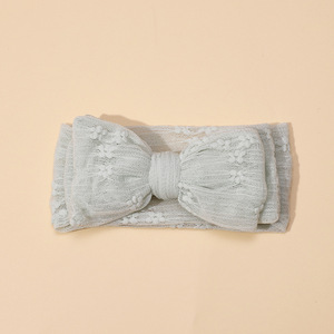 Bandeau pour bébé fille en dentelle super douce, en <span class=keywords><strong>maille</strong></span> florale, respirant, <span class=keywords><strong>turban</strong></span>, bandeaux pour bébé, double couche, nœud - Product Image 4