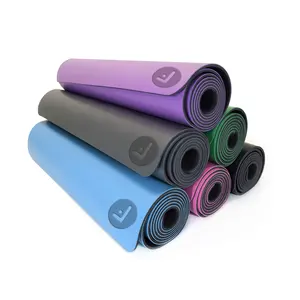 جودة عالية حسب الطلب اللياقة البدنية 5 مللي متر الألمانية yog اليوغا حصيرة غير زلة ، اليوغا مات ، الطبيعي بو المطاط الأسود قسط اليوغا حصيرة مع شعار
