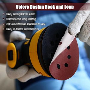 แผ่นกระดาษทรายแบบตะขอและห่วง ความละเอียด 120 กริต ผลิตจากอะลูมิเนียมออกไซด์ ขนาด 125 มม. 5 นิ้ว 8 รู สำหรับขัดเฟอร์นิเจอร์ - Product Image 3