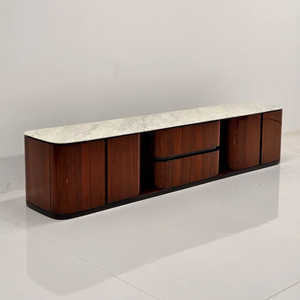 Meuble <span class=keywords><strong>TV</strong></span> moderne en placage de bois de pommier et plateau en marbre, mobilier de salon moderne pour hôtel et villa - Product Image 1
