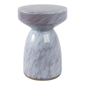 Tavolino d'appoggio in vetro artistico arrotondato per soggiorno e camera da letto, tavolino da caffè per uso quotidiano - Product Image 1