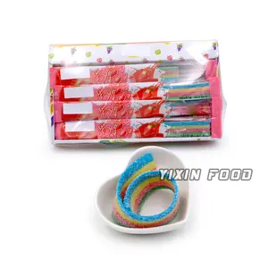 Rainbow Strawberry Hương Vị Đường Tráng Chua Gummy Strips